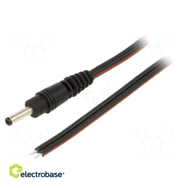 Cable | 2x0.75mm2 | wires,DC 3,5/1,3 plug | straight | black | 0.5m