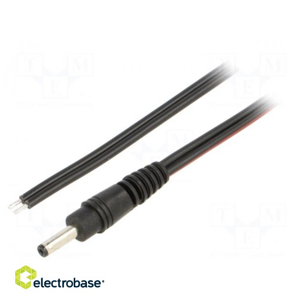 Cable | 2x0.75mm2 | wires,DC 3,5/1,3 plug | straight | black | 1.5m