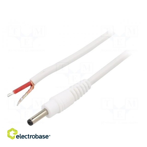 Cable | 1x1mm2 | wires,DC 3,5/1,3 plug | straight | white | 1.5m