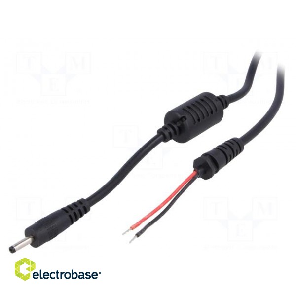 Cable | wires,DC 3,0/1,0 plug | angled | 0.5mm2 | black | 1.2m