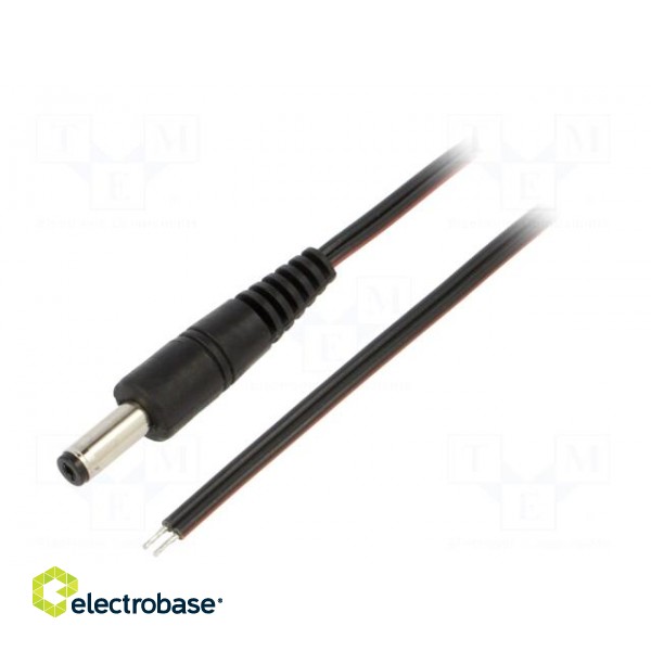 Cable | 2x0.35mm2 | wires,DC 4,8/1,7 plug | straight | black | 0.5m
