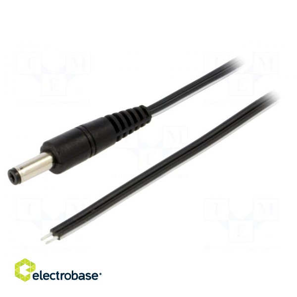 Cable | 2x0.5mm2 | wires,DC 4,8/1,7 plug | straight | black | 1.5m