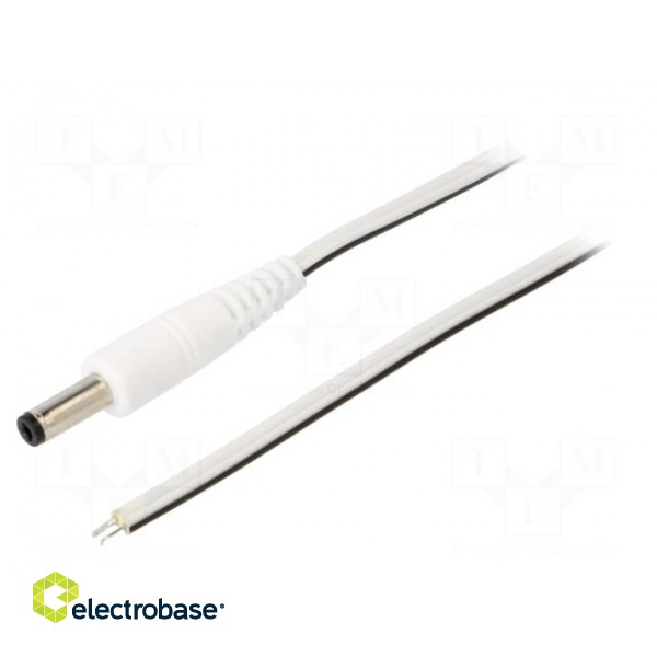 Cable | 2x0.5mm2 | wires,DC 4,8/1,7 plug | straight | white | 0.5m