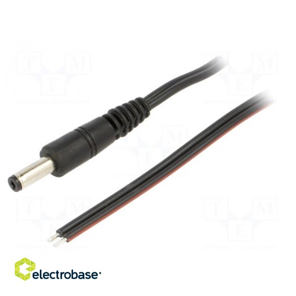Cable | 2x0.75mm2 | wires,DC 4,8/1,7 plug | straight | black | 0.5m
