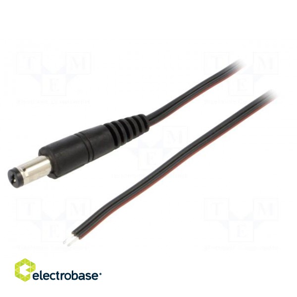 Cable | 2x0.35mm2 | wires,DC 5,5/1,7 plug | straight | black | 1.5m