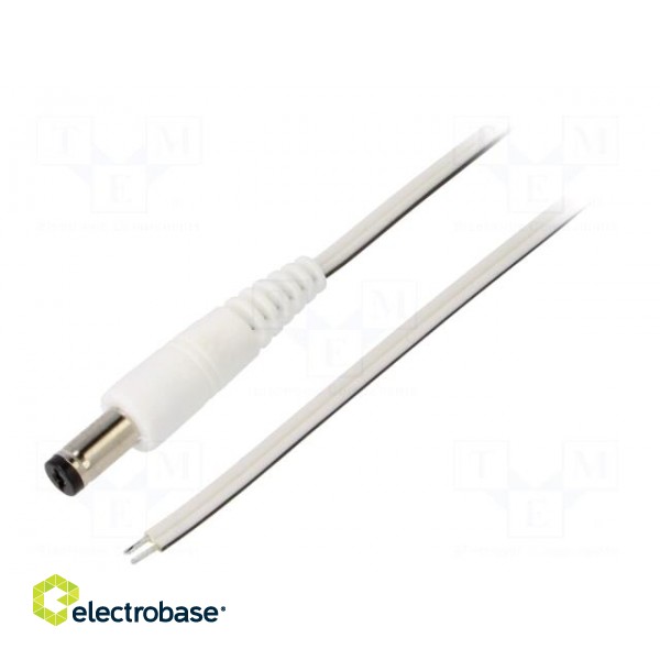 Cable | 2x0.35mm2 | wires,DC 5,5/1,7 plug | straight | white | 0.5m