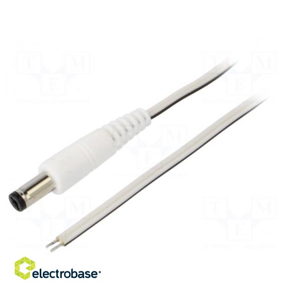 Cable | 2x0.35mm2 | wires,DC 5,5/1,7 plug | straight | white | 1.5m