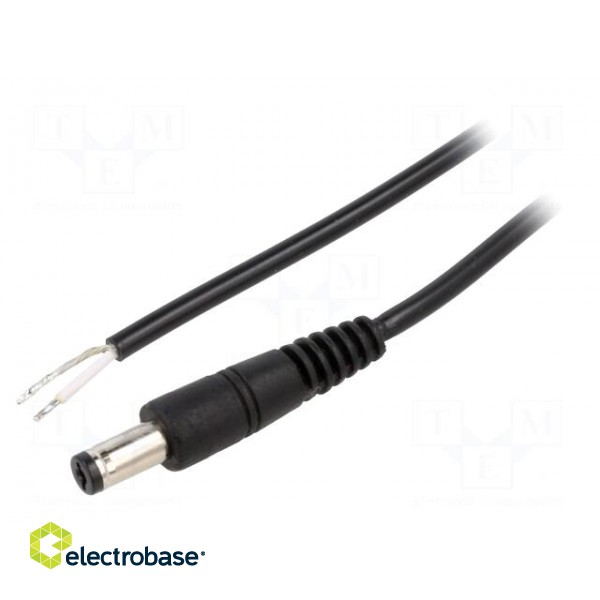 Cable | 1x0.5mm2 | wires,DC 5,5/1,7 plug | straight | black | 0.5m