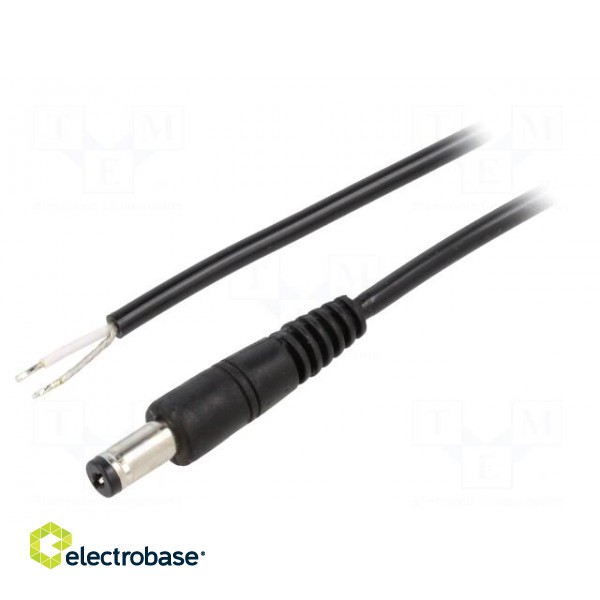 Cable | 1x0.5mm2 | wires,DC 5,5/1,7 plug | straight | black | 1.5m