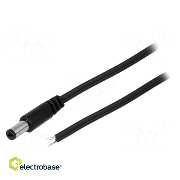 Cable | 2x0.5mm2 | wires,DC 5,5/1,7 plug | straight | black | 1.5m