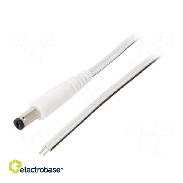 Cable | 2x0.5mm2 | wires,DC 5,5/1,7 plug | straight | white | 0.5m
