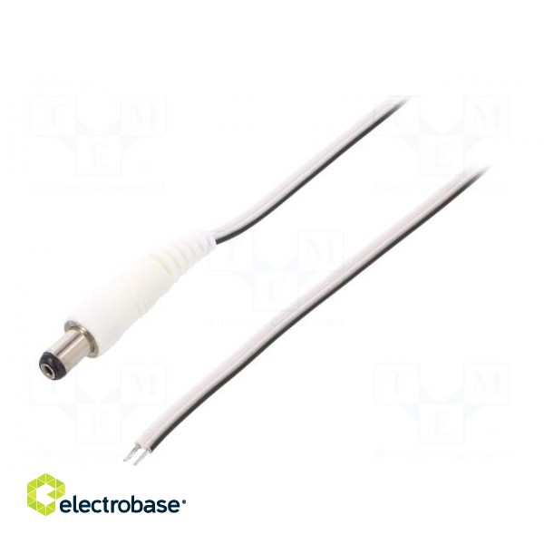 Cable | wires,DC 5,5/1,7 plug | straight | 0.5mm2 | white | 1.5m