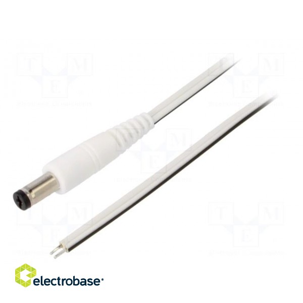 Cable | 2x0.5mm2 | wires,DC 5,5/1,7 plug | straight | white | 1.5m