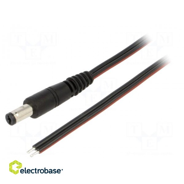 Cable | 2x0.75mm2 | wires,DC 5,5/1,7 plug | straight | black | 0.5m