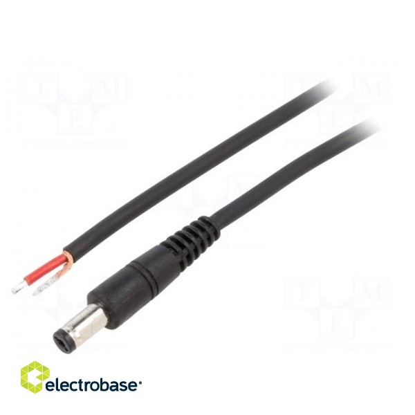 Cable | 1x1mm2 | wires,DC 5,5/1,7 plug | straight | black | 0.5m