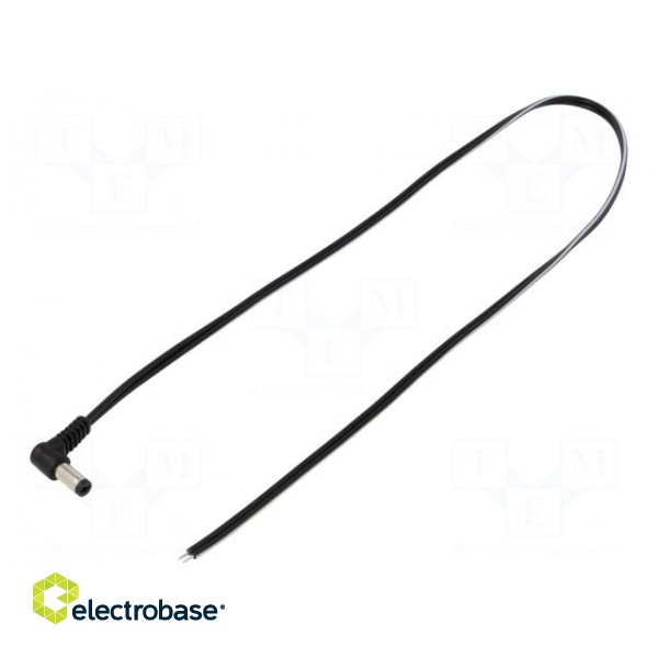 Cable | 2x0.5mm2 | wires,DC 5,5/2,1 plug | angled | black | 0.5m