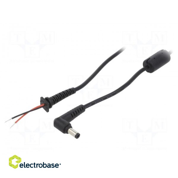 Cable | 2x0.5mm2 | wires,DC 5,5/2,1 plug | angled | black | 1.2m