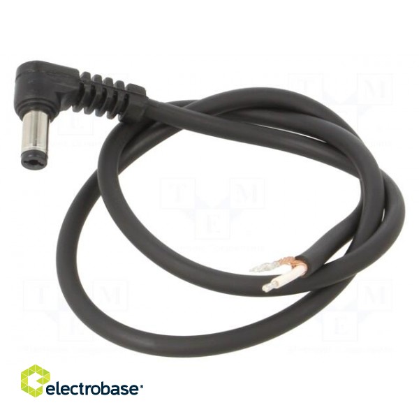 Cable | 1x0.75mm2 | wires,DC 5,5/2,1 plug | angled | black | 0.5m