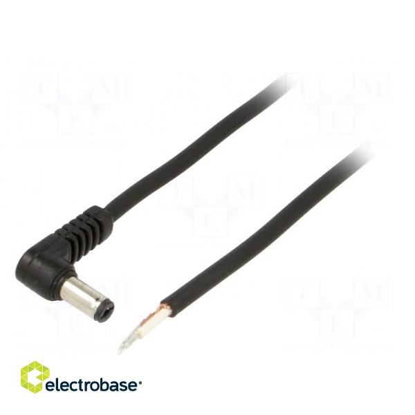 Cable | 1x0.75mm2 | wires,DC 5,5/2,1 plug | angled | black | 1.5m