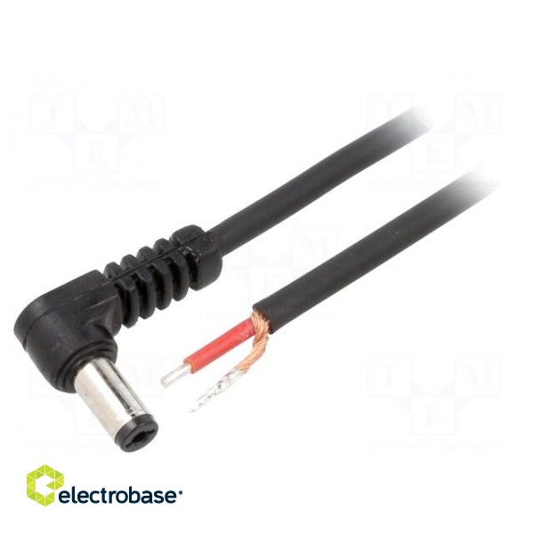 Cable | 1x1mm2 | wires,DC 5,5/2,1 plug | angled | black | 1.5m