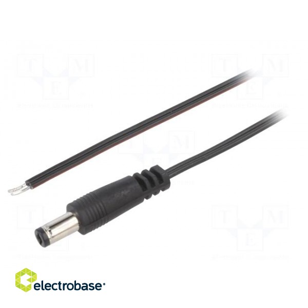 Cable | 2x0.35mm2 | wires,DC 5,5/2,1 plug | straight | black | 1.5m