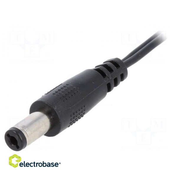 Cable | 2x0.5mm2 | wires,DC 5,5/2,1 plug | straight | black | 0.23m