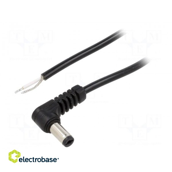Cable | 1x0.5mm2 | wires,DC 5,5/2,1 plug | straight | black | 0.5m