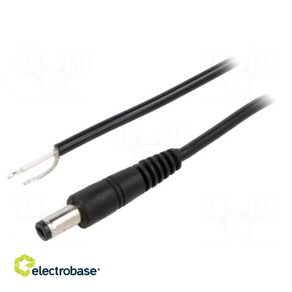 Cable | 1x0.5mm2 | wires,DC 5,5/2,1 plug | straight | black | 1.5m