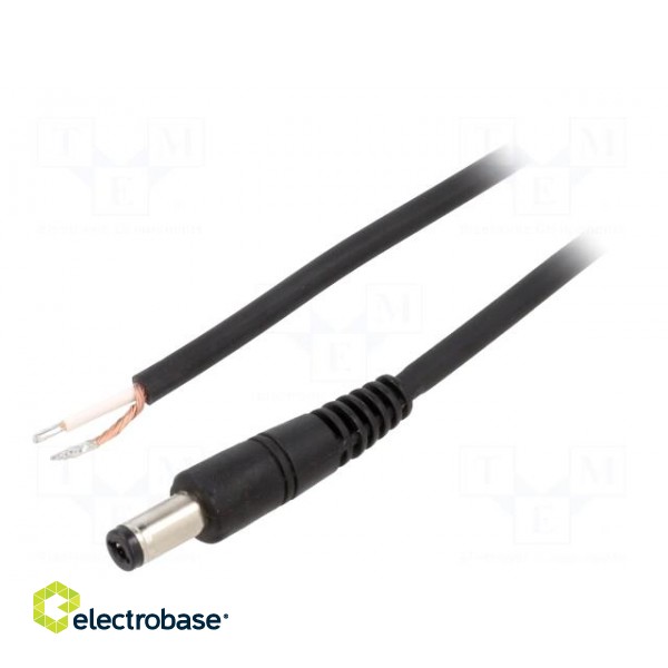 Cable | 1x0.75mm2 | wires,DC 5,5/2,1 plug | straight | black | 1.5m
