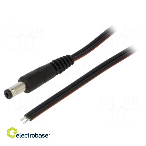 Cable | 2x0.75mm2 | wires,DC 5,5/2,1 plug | straight | black | 1.5m