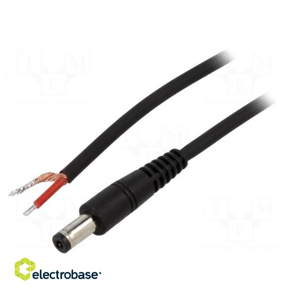 Cable | 1x1mm2 | wires,DC 5,5/2,1 plug | straight | black | 1.5m
