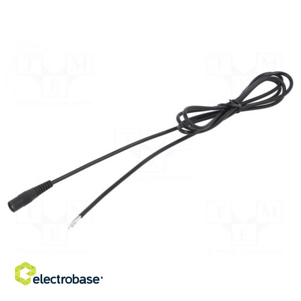 Cable | 1x0.5mm2 | wires,DC 5,5/2,1 socket | straight | black | 0.25m