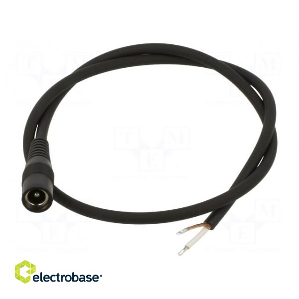 Cable | 1x0.5mm2 | wires,DC 5,5/2,1 socket | straight | black | 0.5m