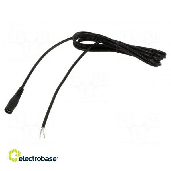 Cable | 1x0.5mm2 | wires,DC 5,5/2,1 socket | straight | black | 1.5m