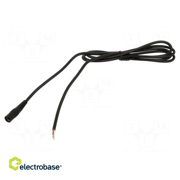 Cable | 2x0.5mm2 | wires,DC 5,5/2,1 socket | straight | black | 1.5m