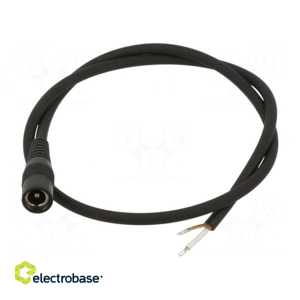 Cable | 1x0.5mm2 | wires,DC 5,5/2,1 socket | straight | black | 2m