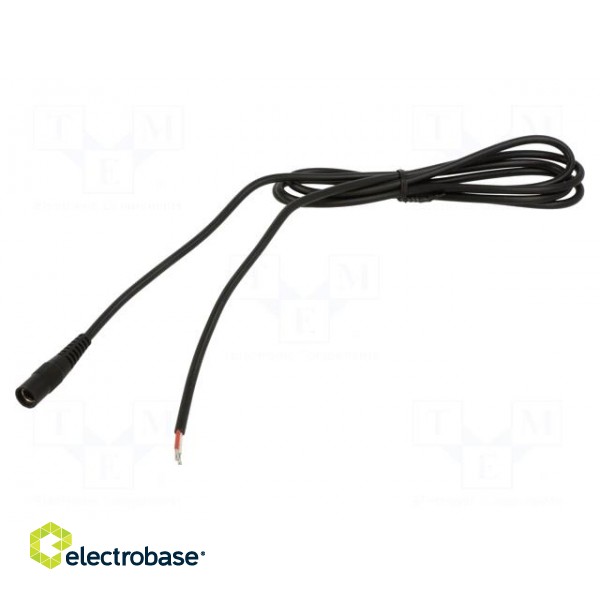 Cable | 2x0.5mm2 | wires,DC 5,5/2,1 socket | straight | black | 2m