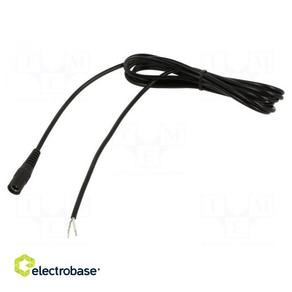 Cable | 1x0.5mm2 | wires,DC 5,5/2,1 socket | straight | black | 5m