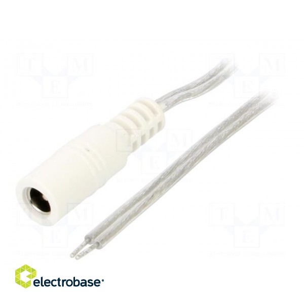 Cable | 2x0.5mm2 | wires,DC 5,5/2,1 socket | straight | transparent