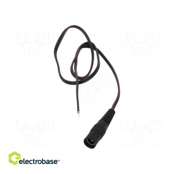 Cable | 2x0.35mm2 | wires,DC 5,5/2,5 socket | straight | black | 0.5m
