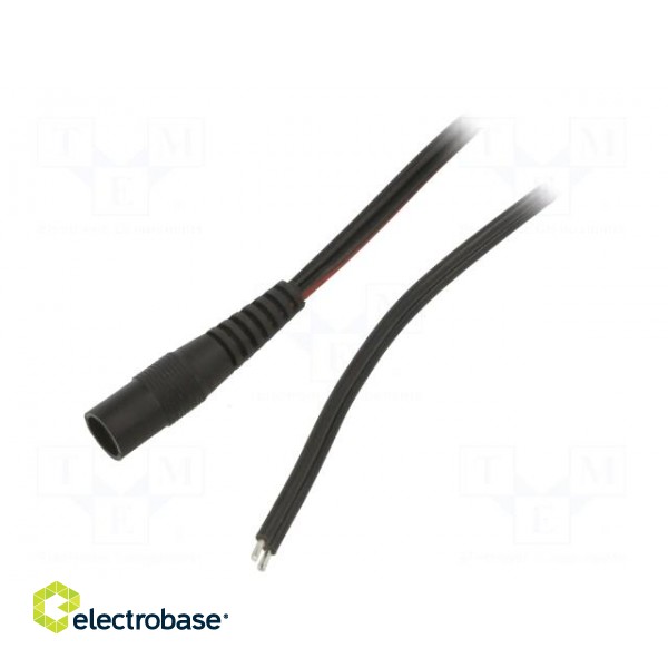 Cable | 2x0.75mm2 | wires,DC 5,5/2,1 socket | straight | black | 1.5m