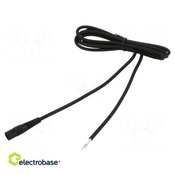 Cable | 1x0.75mm2 | wires,DC 5,5/2,1 socket | straight | black | 3m