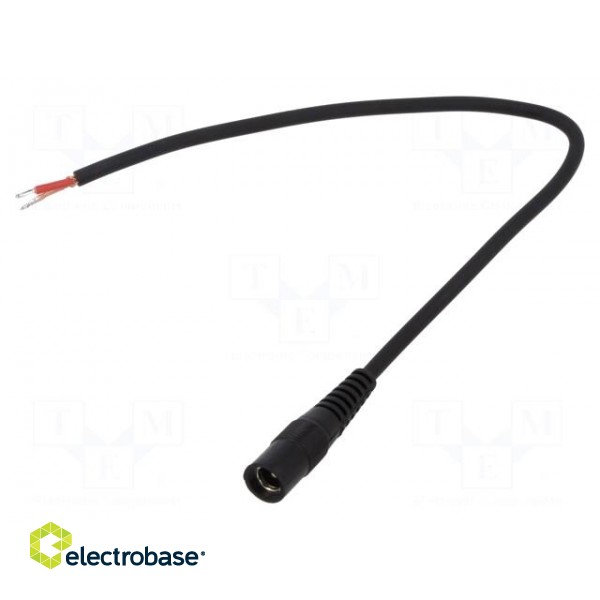 Cable | 1x1mm2 | wires,DC 5,5/2,1 socket | straight | black | 0.25m