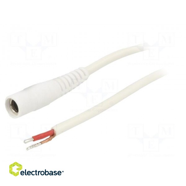 Cable | 1x1mm2 | wires,DC 5,5/2,1 socket | straight | white | 2m