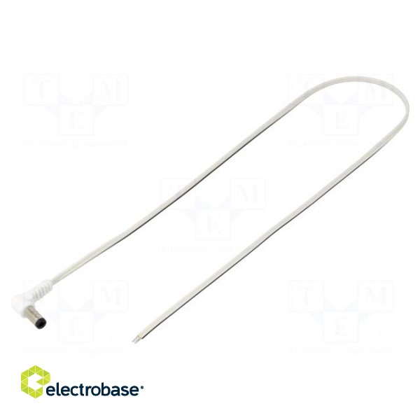 Cable | 2x0.35mm2 | wires,DC 5,5/2,5 plug | angled | white | 0.5m