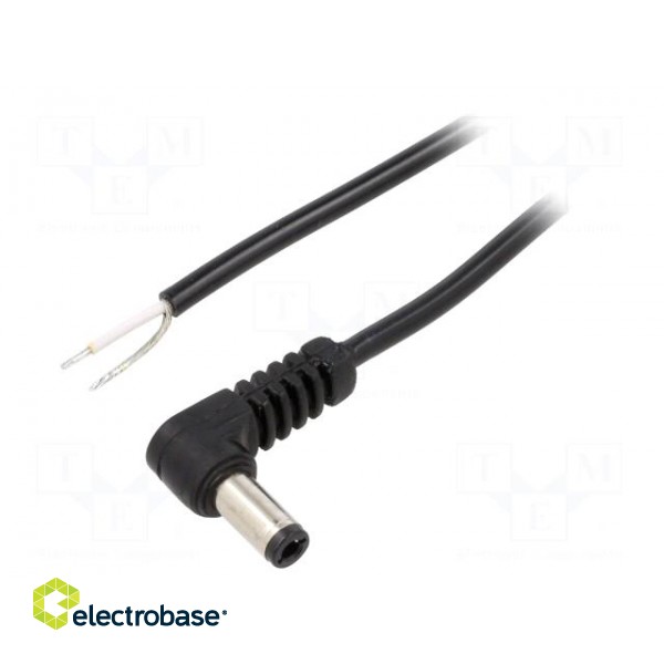 Cable | 1x0.5mm2 | wires,DC 5,5/2,5 plug | angled | black | 0.5m
