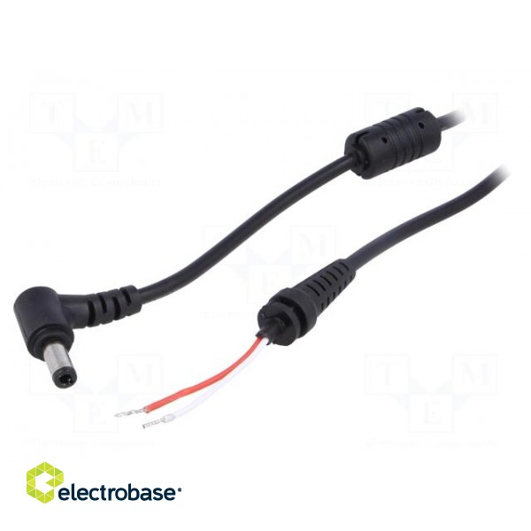 Cable | wires,DC 5,5/2,5 plug | angled | 0.5mm2 | black | 1.2m