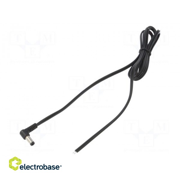Cable | 2x0.5mm2 | wires,DC 5,5/2,5 plug | angled | black | 1.5m