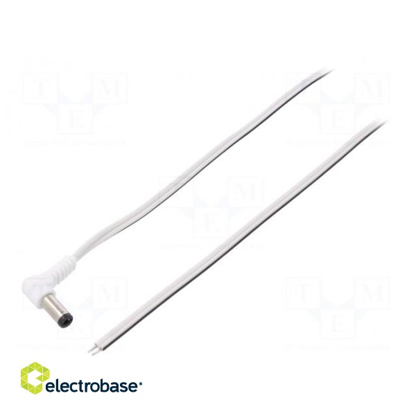 Cable | wires,DC 5,5/2,5 plug | angled | 0.5mm2 | white | 1.5m