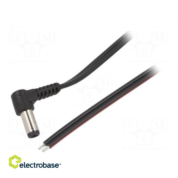 Cable | 2x0.75mm2 | wires,DC 5,5/2,5 plug | angled | black | 1.5m